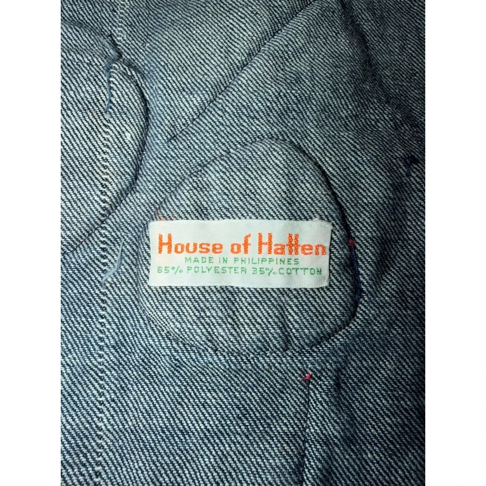 Vintage‎ House of Hatten Denim Strawberry Apron Red Polka Dot 3D Applique Bee